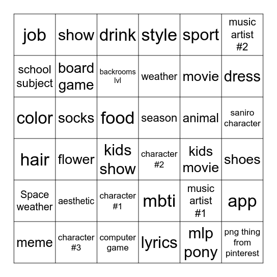 how i see myself ᐢ. ₓ .ᐢᵎᵎ Bingo Card