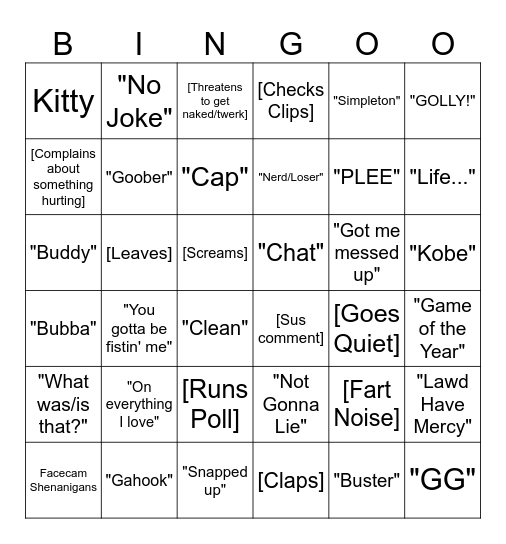 CaseOh Bingo Card