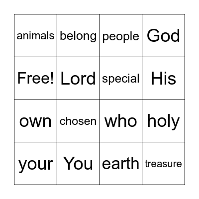 Deuteronomy 7:6 Bingo Card