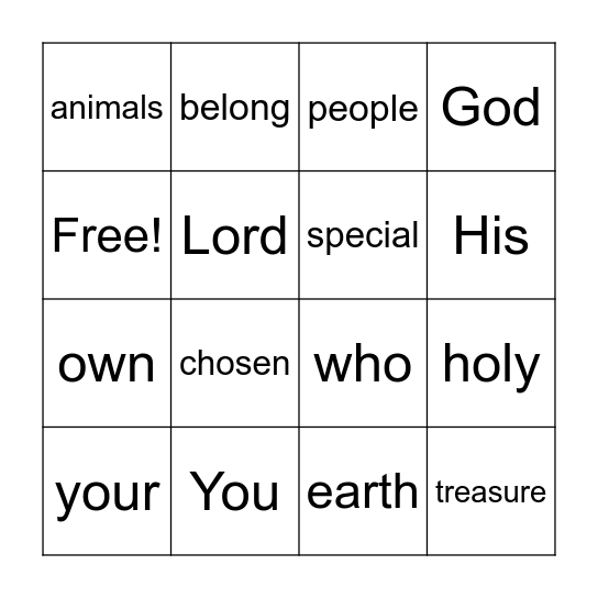 Deuteronomy 7:6 Bingo Card
