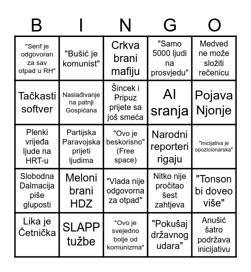 HDZ Kontrola Štete nakon 5.9. Bingo Card
