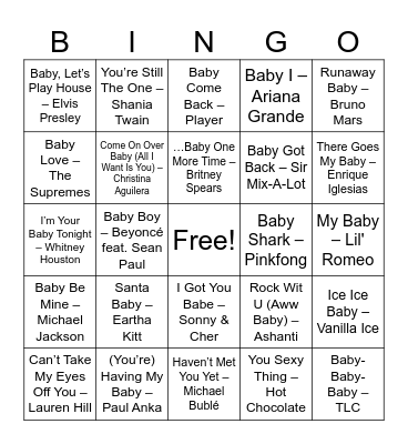 Baby Fuentes Bingo Card
