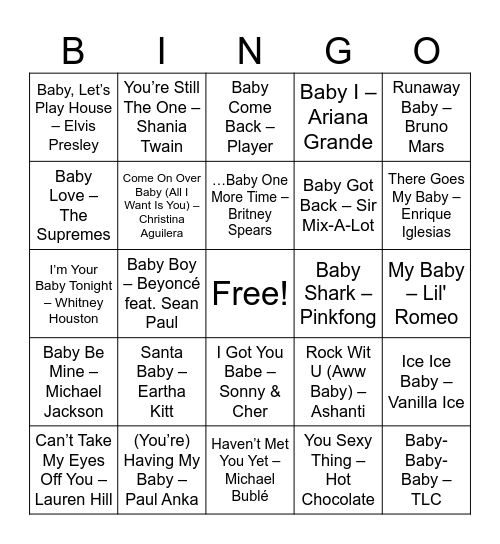 Baby Fuentes Bingo Card