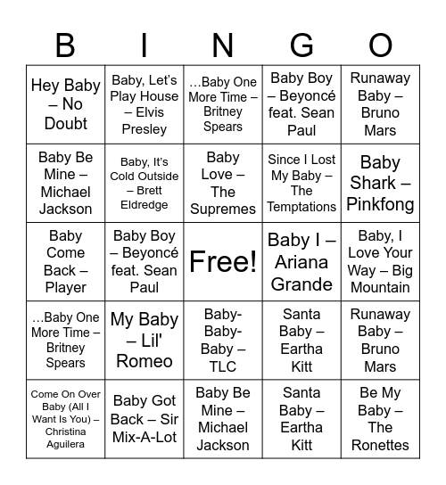 Baby Fuentes Bingo Card