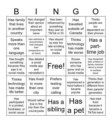 Find Someone Who... (CHACHA Edition) Bingo Card