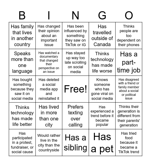 Find Someone Who... (CHACHA Edition) Bingo Card