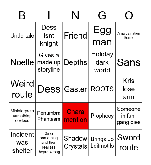 Deltarune theory Bingo Card