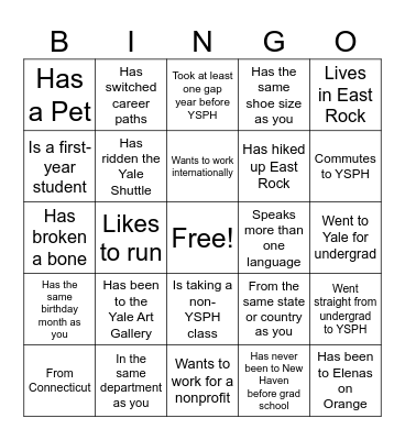 SAYPH Bingo Card
