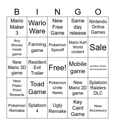 N Direct Bingo Card
