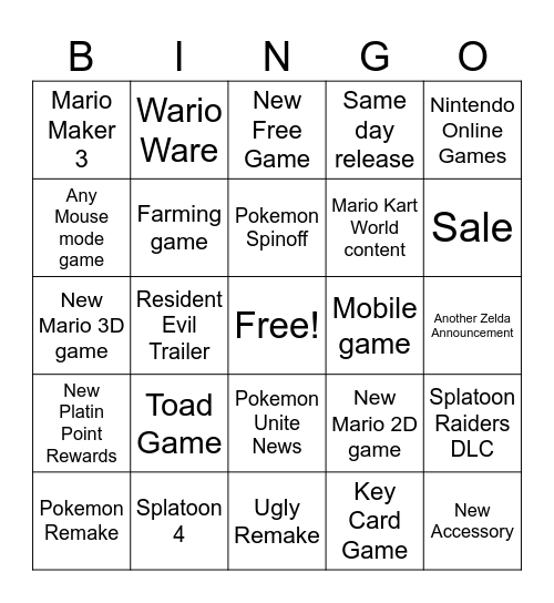 N Direct Bingo Card
