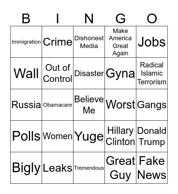 Congressional Address Bingo Card