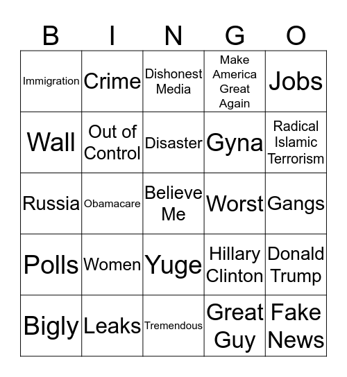 Congressional Address Bingo Card