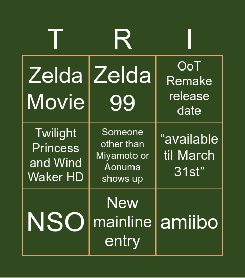 The Legend of Zelda 40th 9/8 Direct Bingo Card