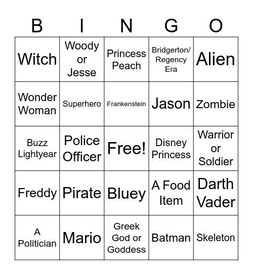 Trick or Treat Bingo Card