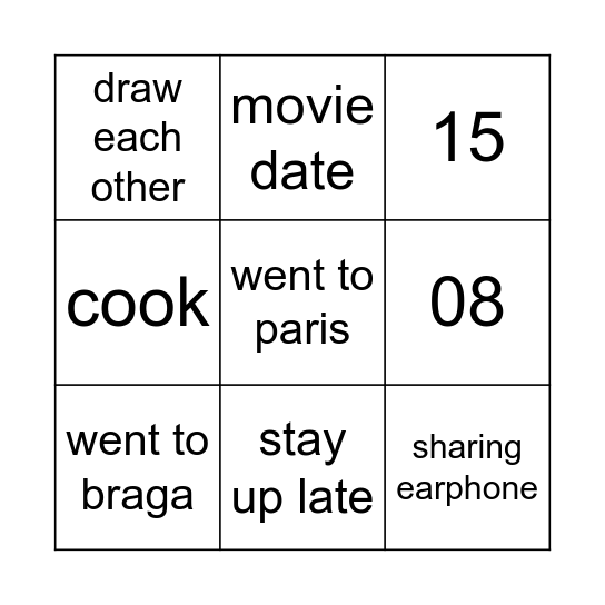 US BINGO Card