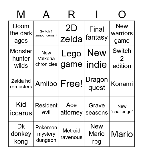 Double direct bingo Card