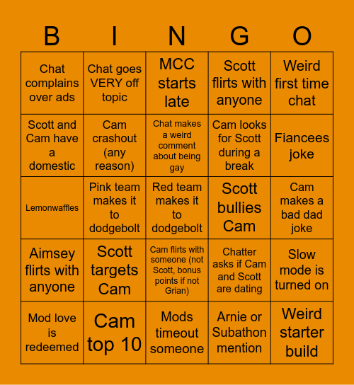 MCC Fall Stars Bingo Card