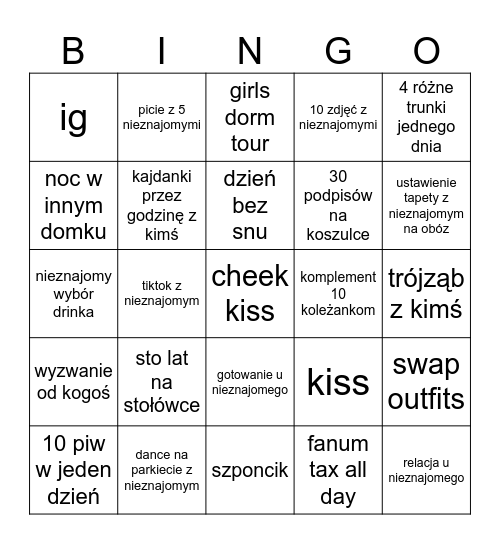 Obóz PWR Bingo Card