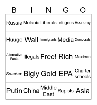 TRUMP Bingo Card