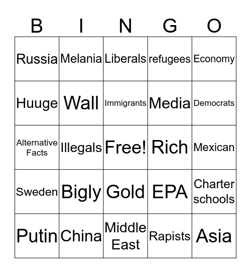 TRUMP Bingo Card