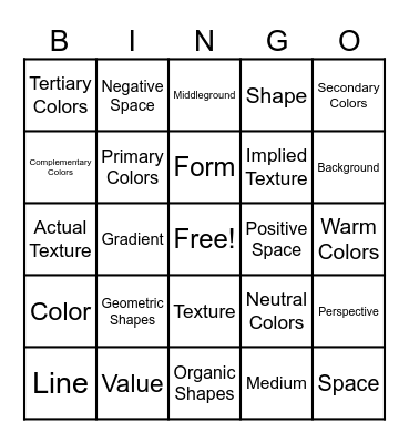 Elements of Art Bingo Card
