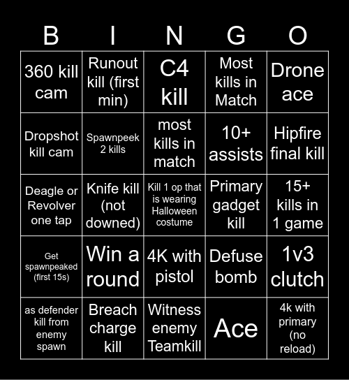 R6 Bingo Card