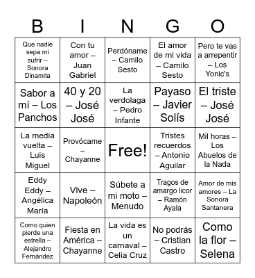 BINGO MUSICAL Bingo Card