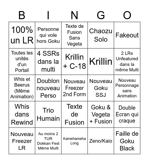 Dokkan Bingo Card