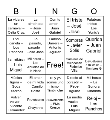 BINGO MUSICAL Bingo Card
