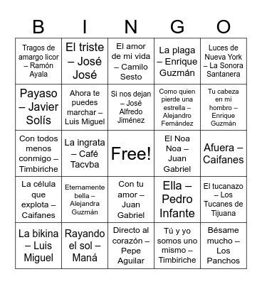 BINGO MUSICAL Bingo Card
