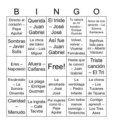 BINGO MUSICAL Bingo Card