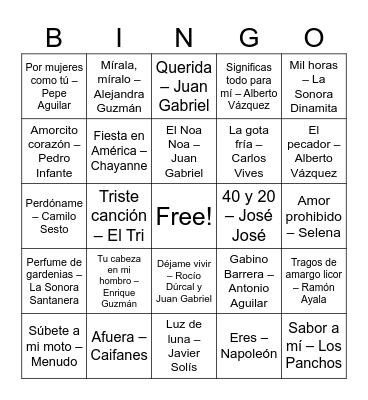 BINGO MUSICAL Bingo Card