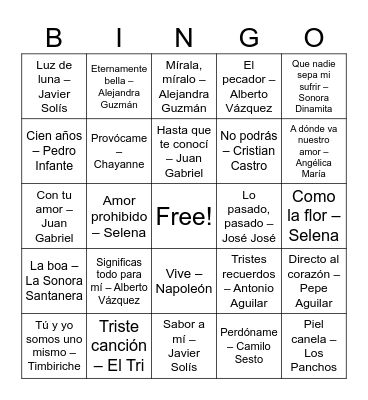 BINGO MUSICAL Bingo Card