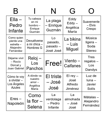 BINGO MUSICAL Bingo Card