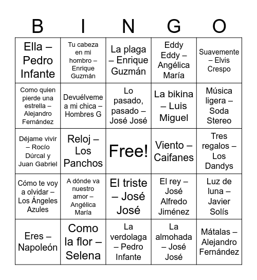 BINGO MUSICAL Bingo Card