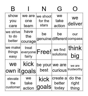 Compass Bingo Card