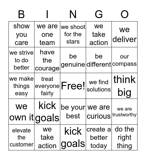 Compass Bingo Card