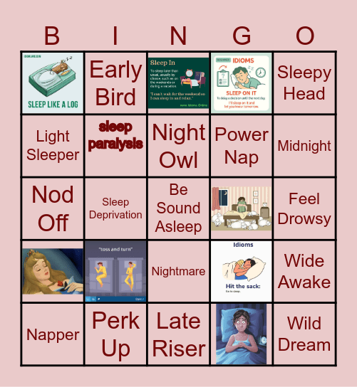 Early birds & Night Owls Bingo Card