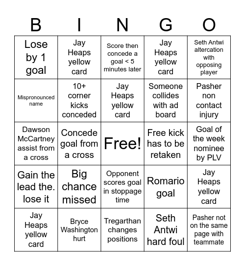 Legion Bingo Card