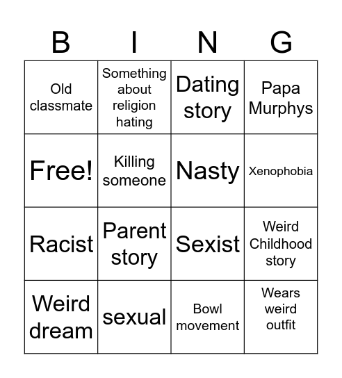 Nik’s Bingo Card