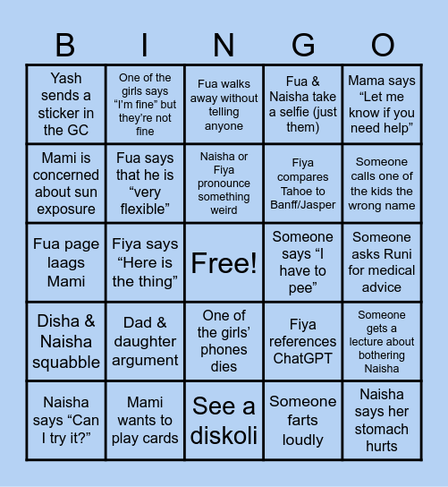 Desai’s & Tanna’s Take Tahoe Bingo Card