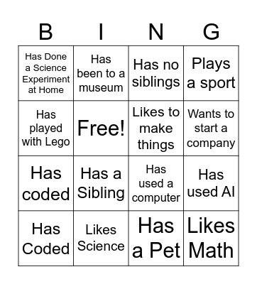 STEM Bingo Card