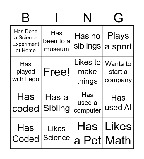 STEM Bingo Card