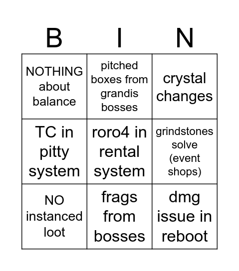 Untitled Bingo Card