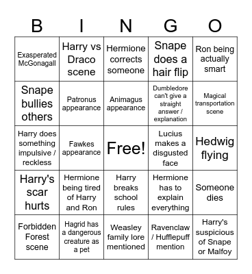 Harry Potter Movies Bingo Card