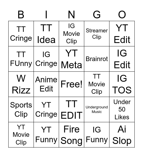 Doomscroll Bingo Card