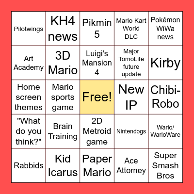 Nintendo Direct (Sep 2026) Bingo Card