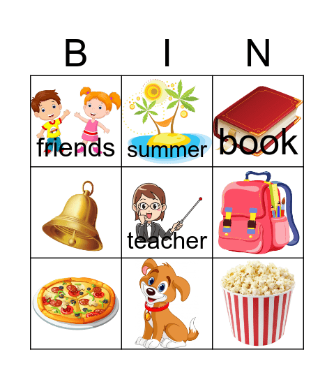 Back to School Bingo Card