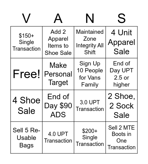 September Bingo Card
