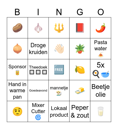 Dagelijkse Kost Bingo Card